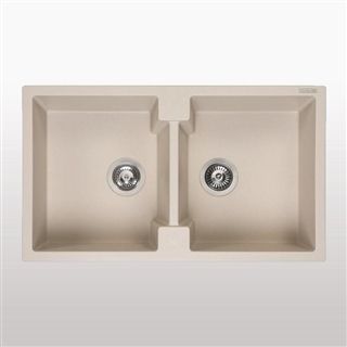 Chậu đá 2 hộc AMSTERDAM 20, màu Kem, 90cm35x44x20+35x44x20